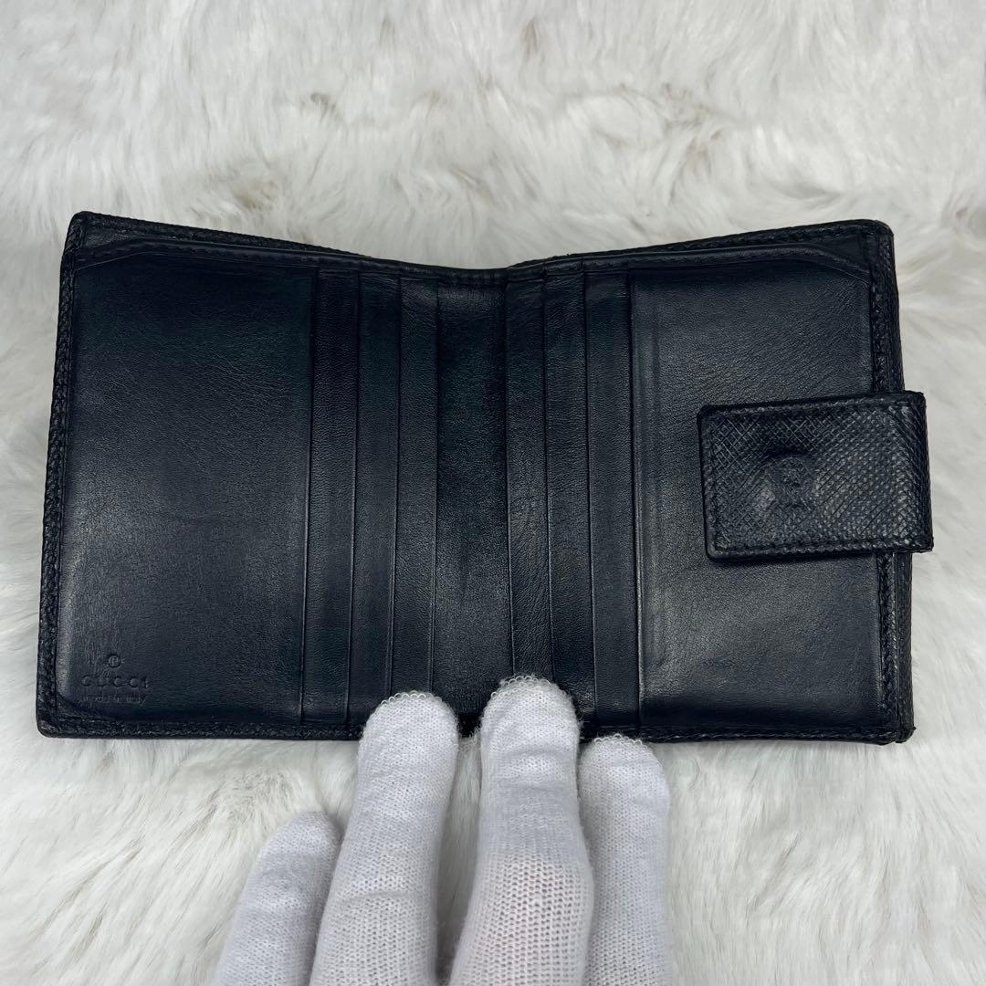 【美品】GUCCI ブラックレザー 三つ折り財布