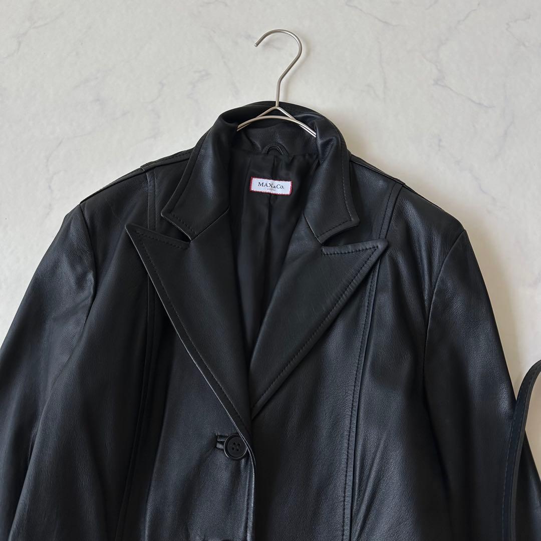 マックスマーラ MAX&Coレザージャケット 羊 ラムレザー 40 ブレザー風