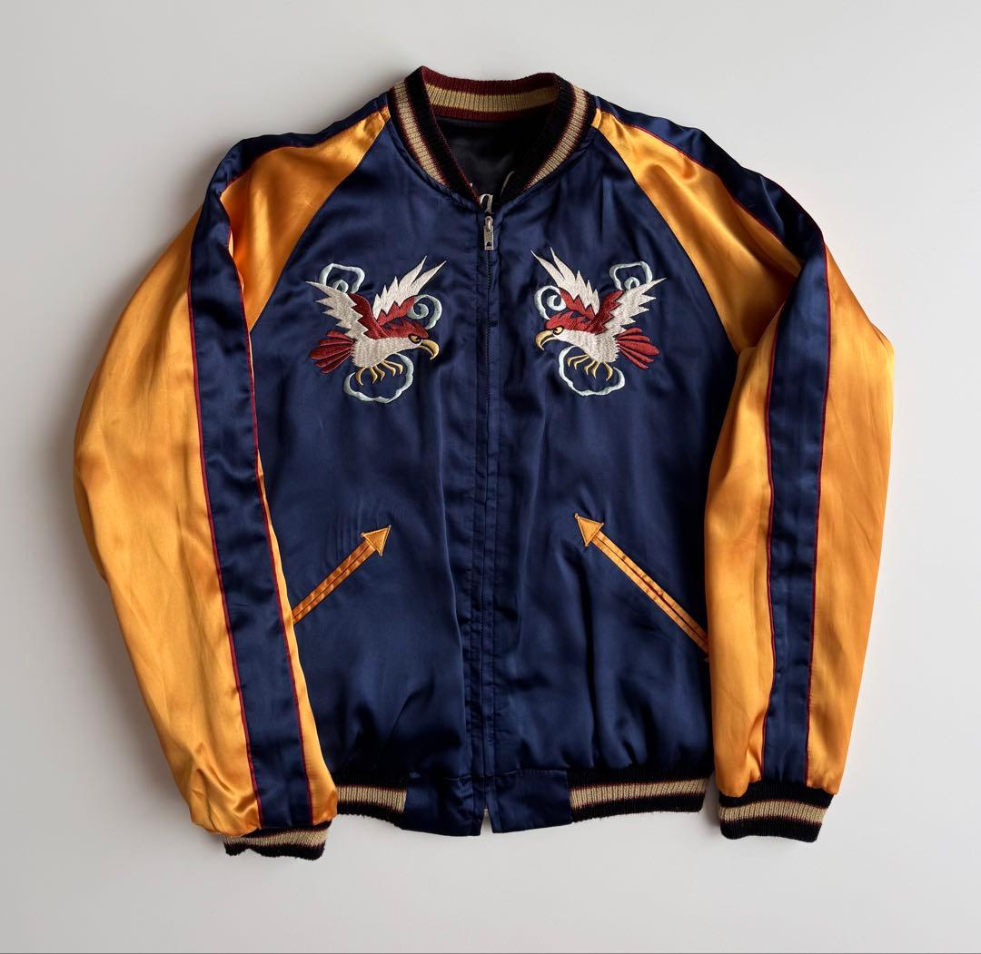 ヴィンテージ品★テーラー東洋S虎と鷹刺繍 サテンジャケットS.FLD.TEXAS