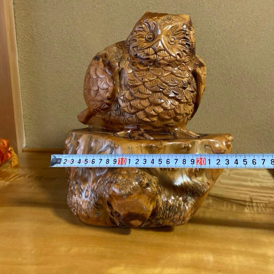 アーリー様リクエスト‼️ 木彫りのフクロウ　縁起物　置き物　インテリア オブジェ