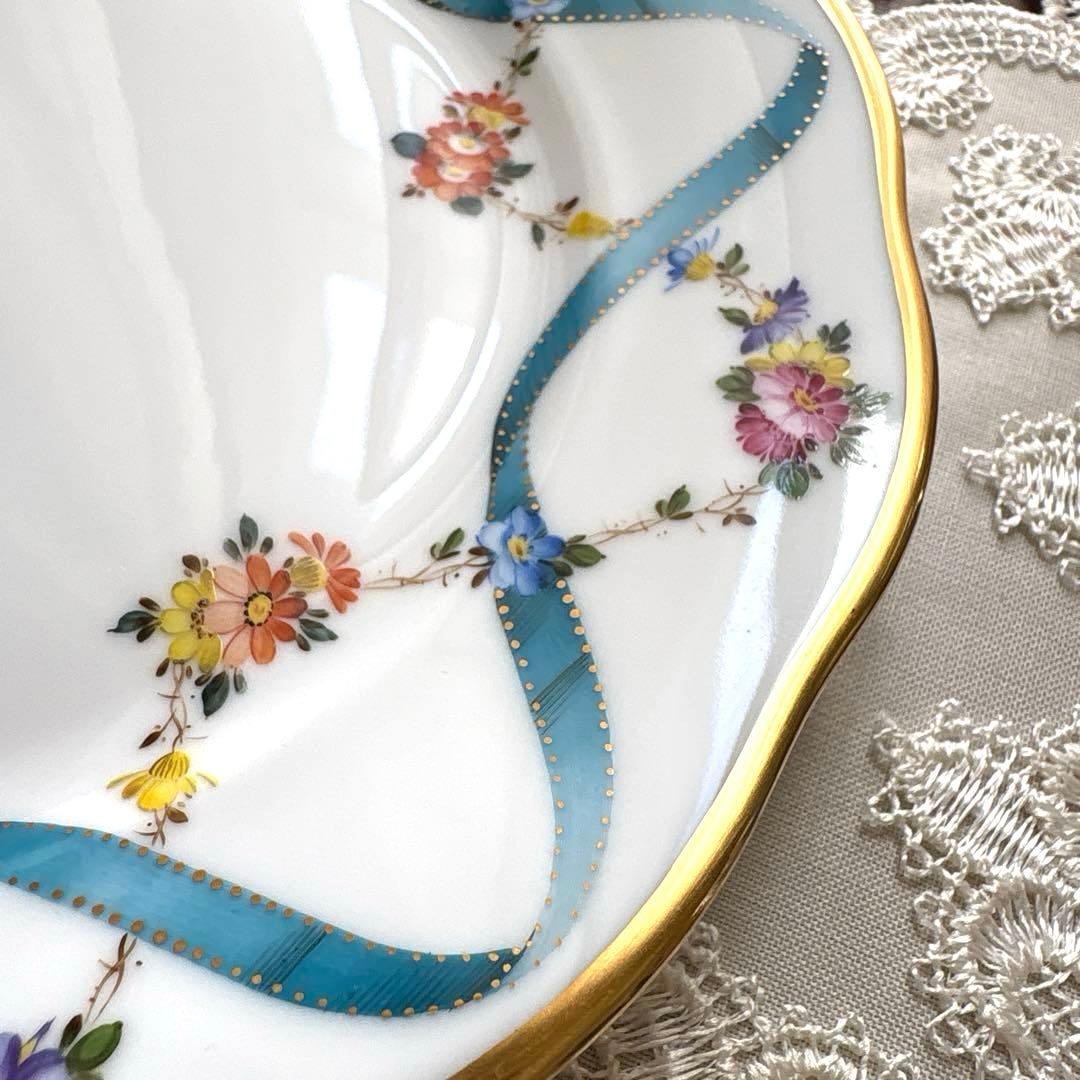 ヘレンド　フラワーリボン　プレート　サイン付き　皿　19センチ　お箱あり