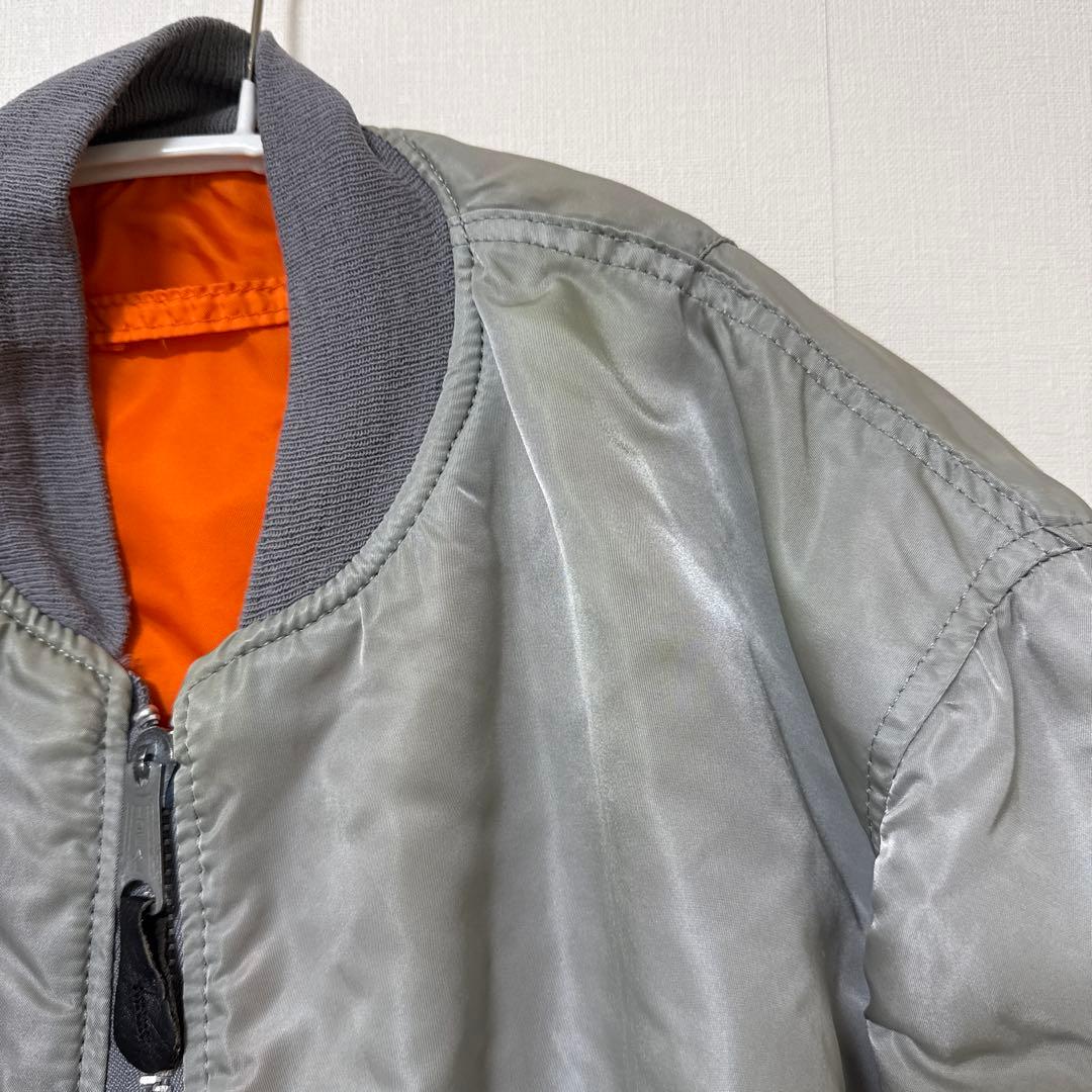 80s USA製ALPHA アルファ MA-1 フライトジャケット L グレー