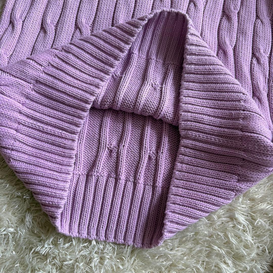 現行 ラルフローレン ケーブルニット ティファニーブルーポニー ピマコットン S