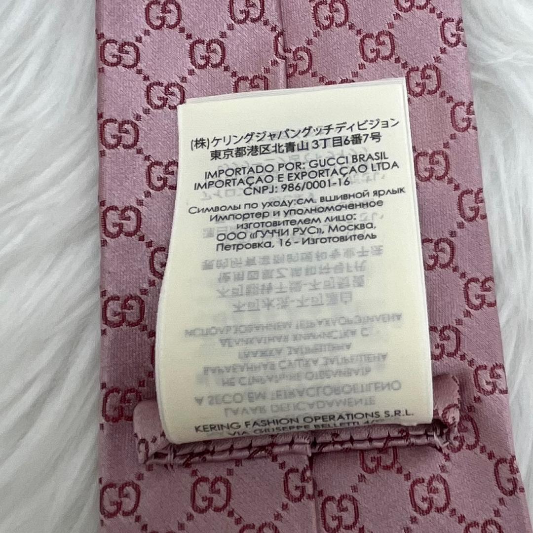 極美品✨グッチ　 GUCCI 　ネクタイ　シルク100％　ピンク　GG柄