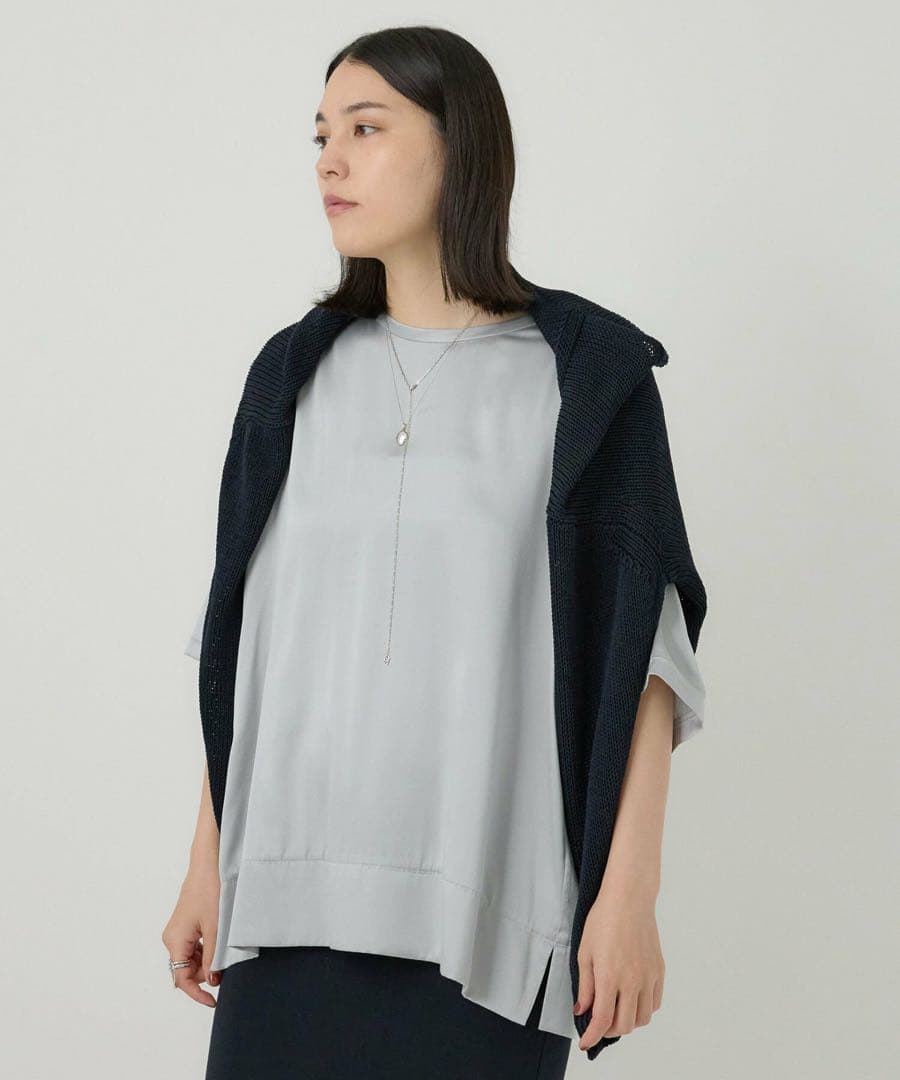 新品 Chaos（カオス）　モーラTシャツ　グレー クモリ シルク カットソー