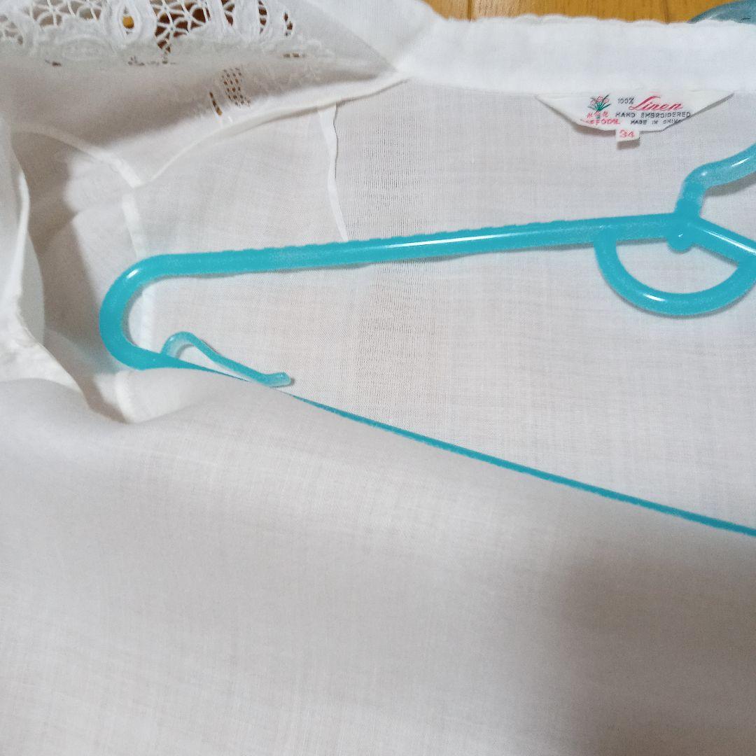 『美品！』水仙花DAFFODIL スワトウ手刺繍ブラウス　リネン100％　34