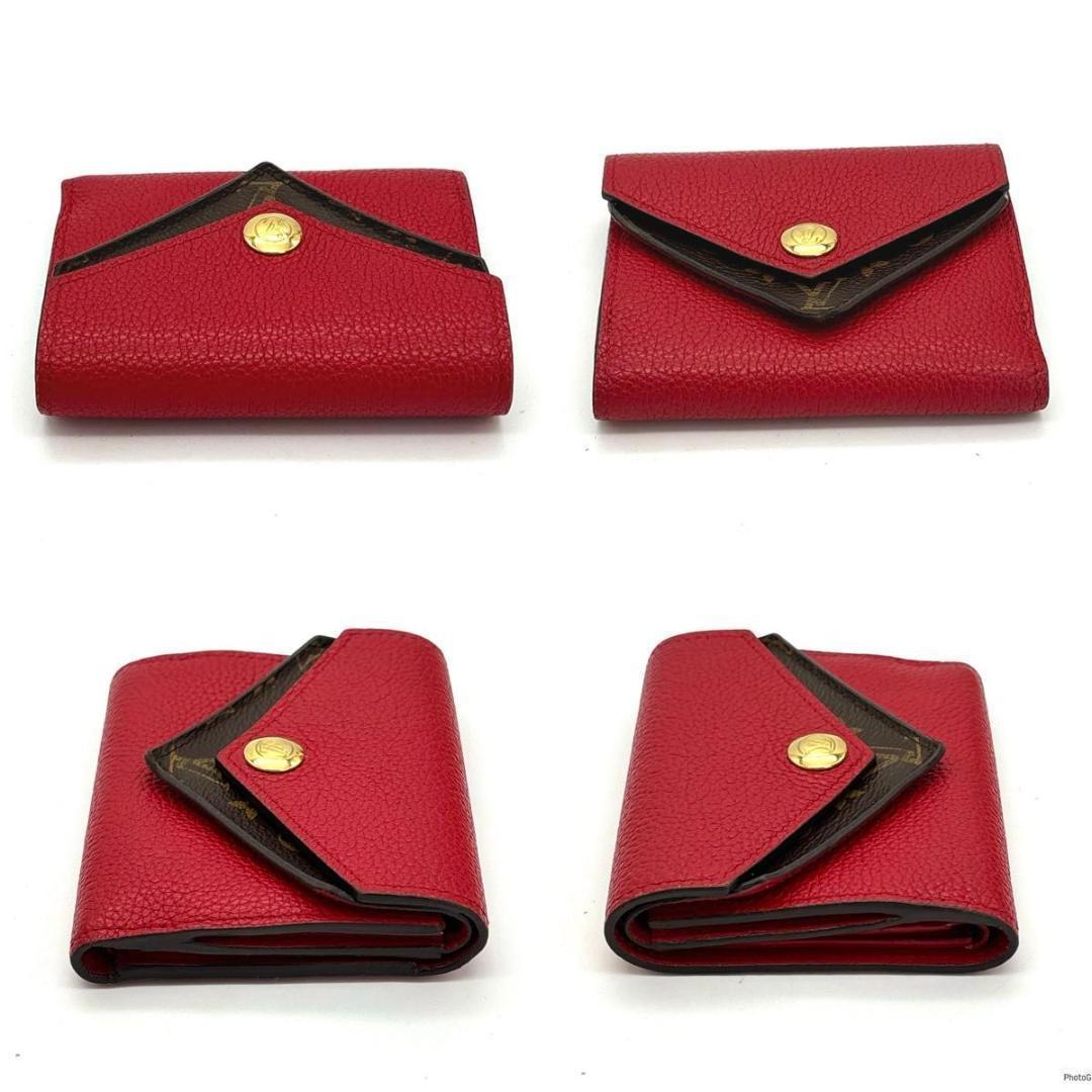 ルイヴィトン モノグラム ドゥブルV 赤 コンパクト 三つ折り財布 Wホック