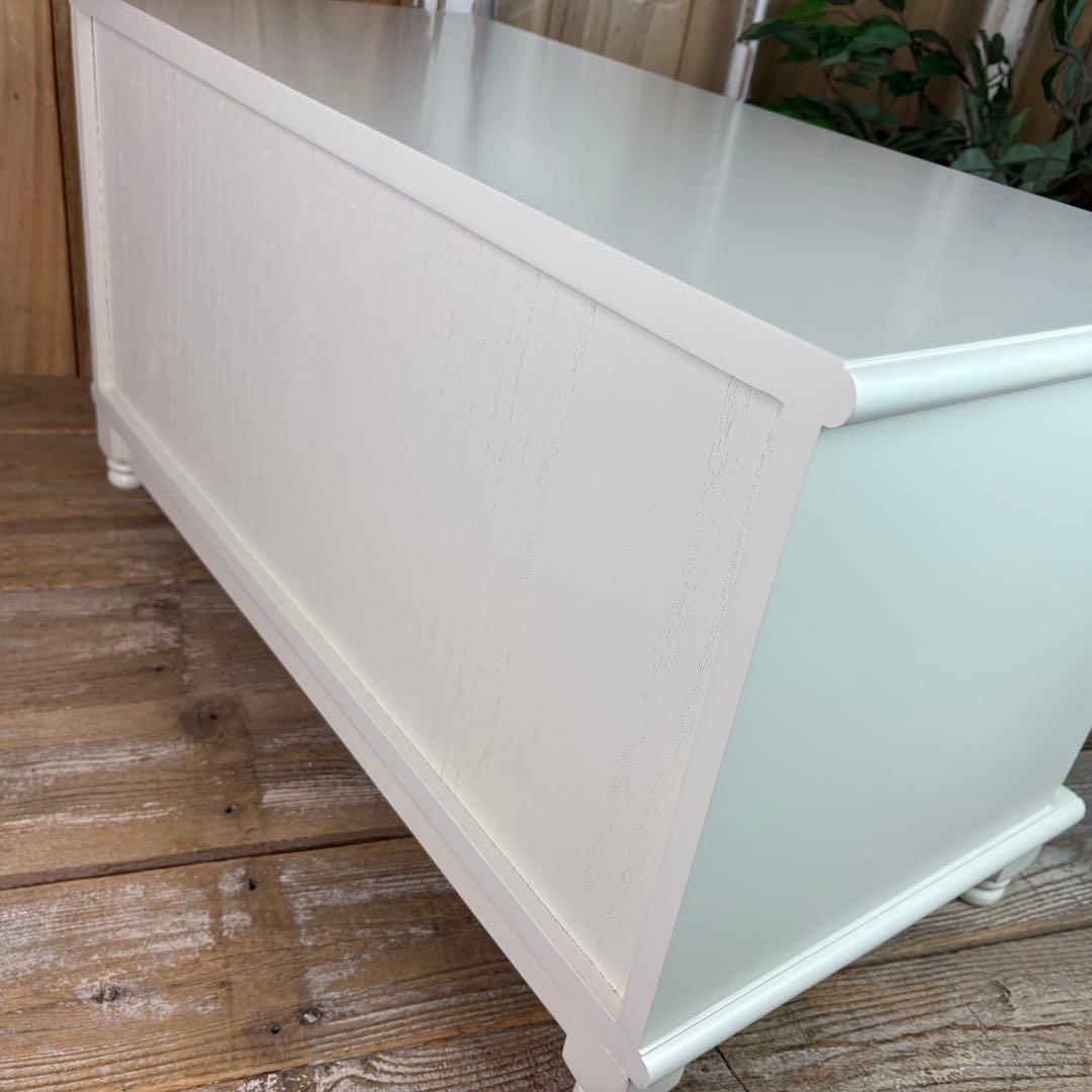 フレンチ調ホワイトチェスト横長木製収納家具姫系洋タンス飾り棚姫かわテレビ台TV台