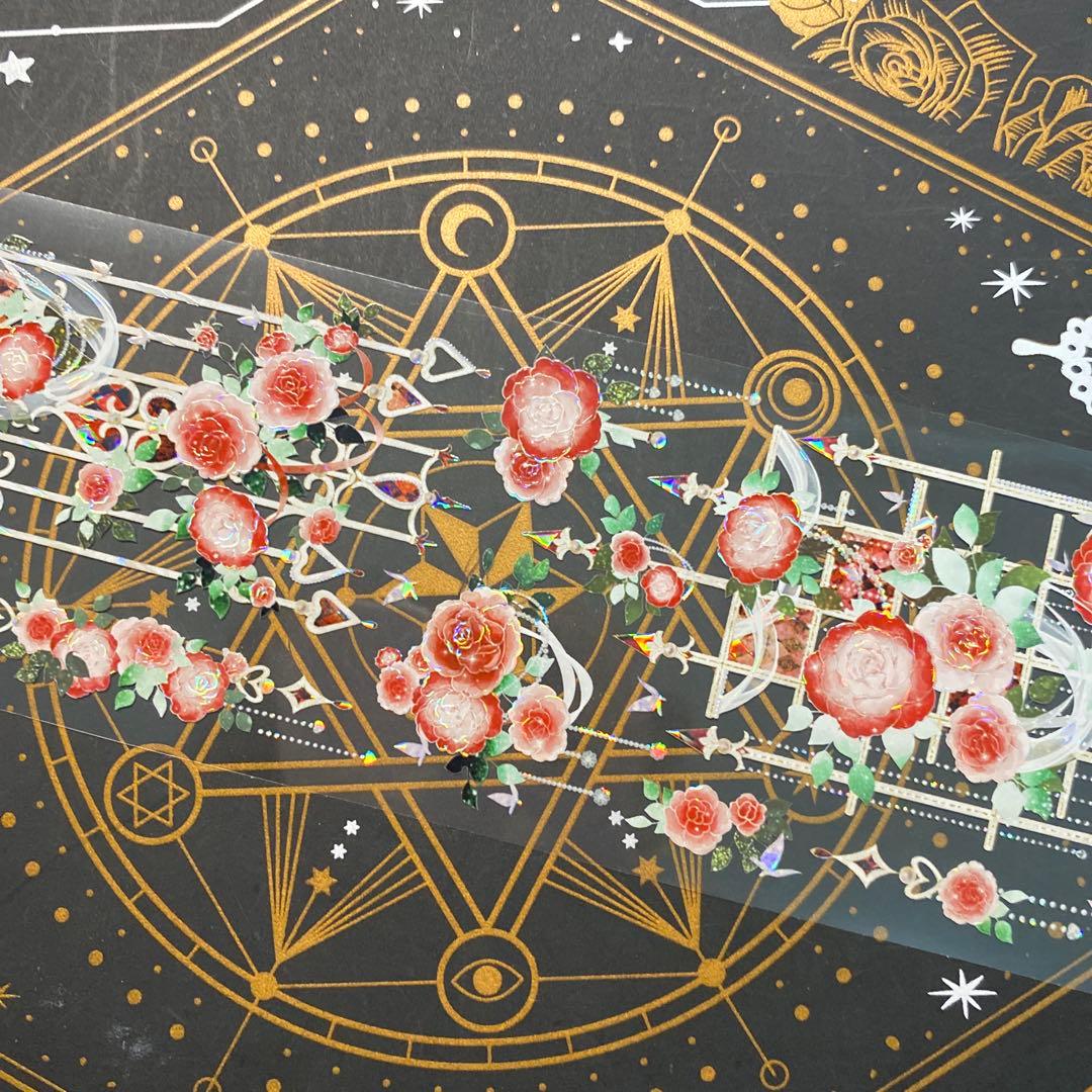 【9284】海外　マステ　中古巻　貝殻光マスキングテープ　バラ　装飾系