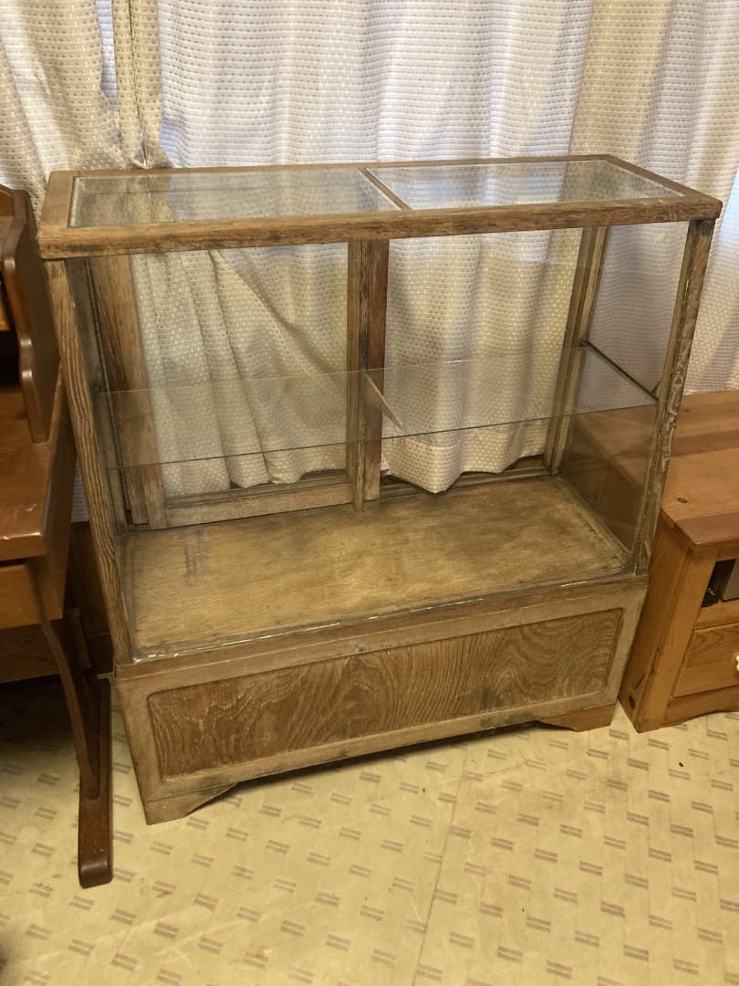 に*読様 ガラスショーケース　無塗装品　ビンテージ