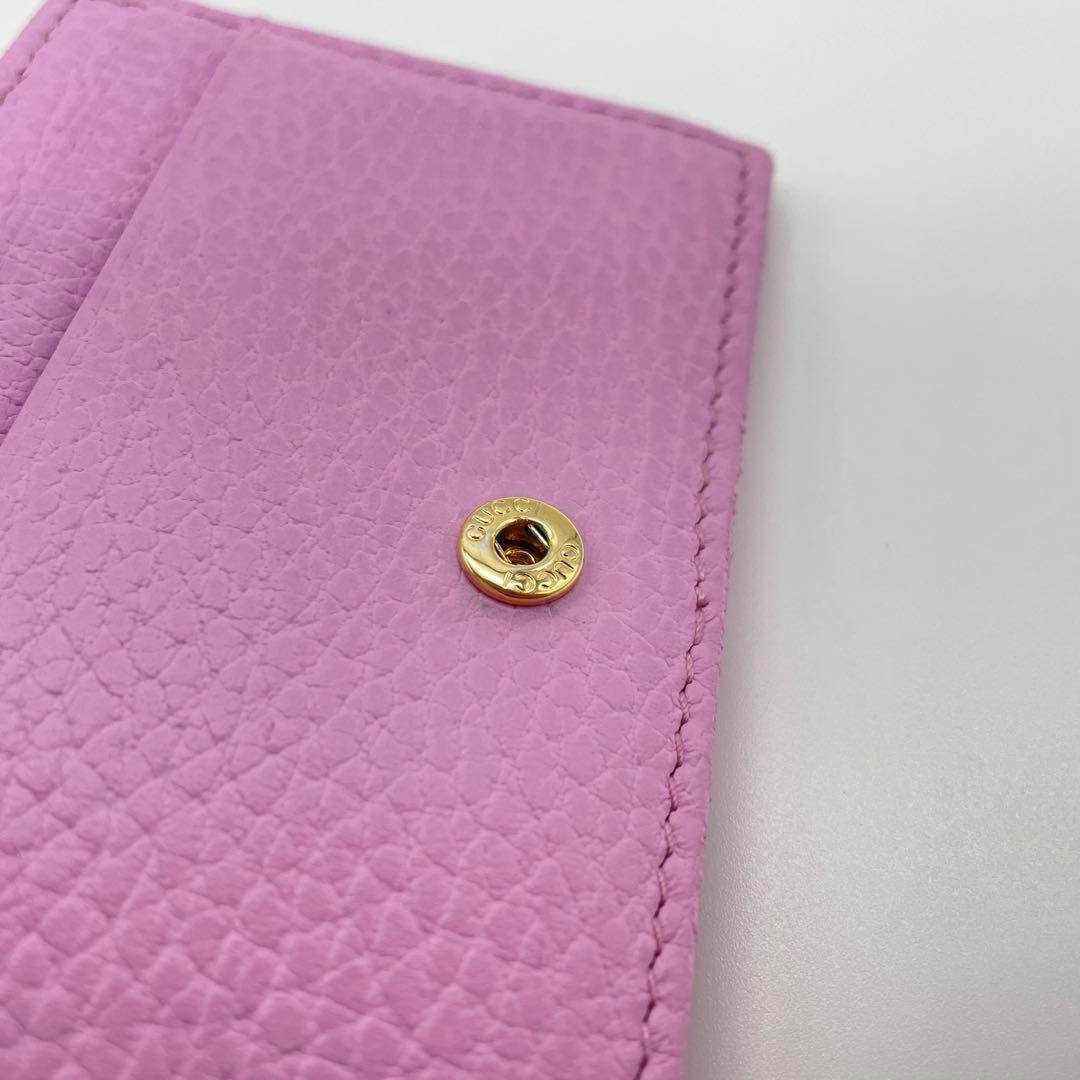 GUCCI 限定 GGマーモント ボスコ レザー 二つ折り財布 ピンク 美品 犬