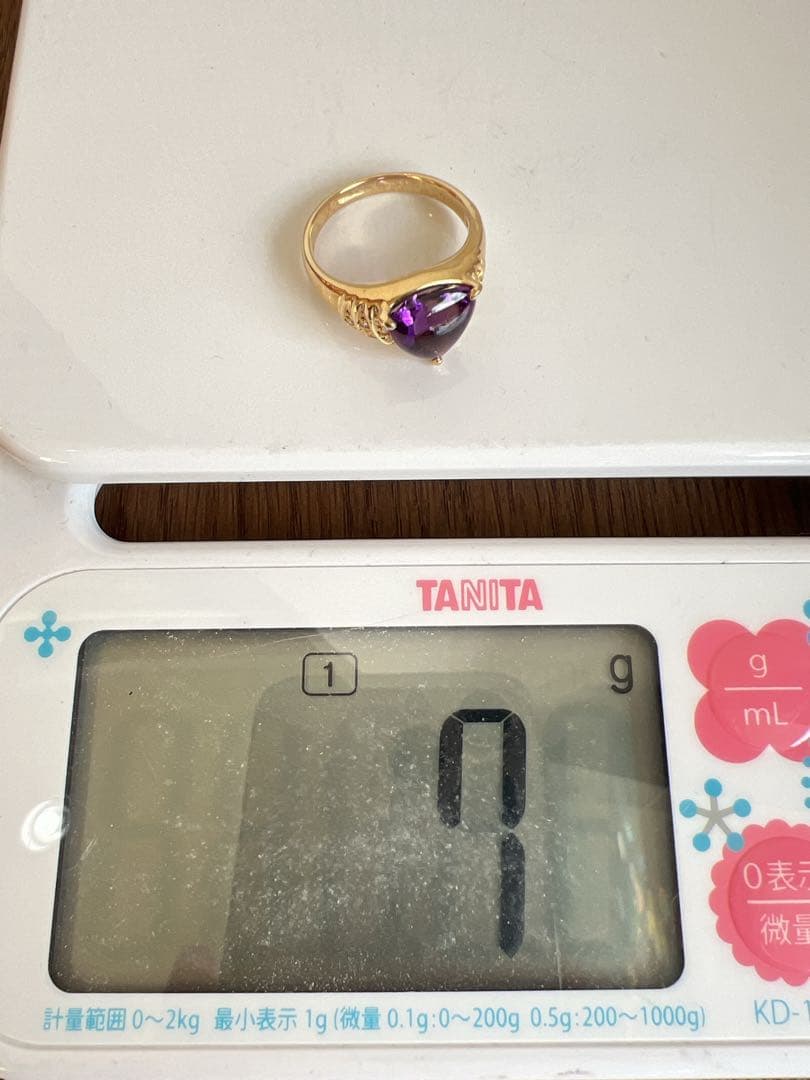 銀座三越　K18 アメジスト　ダイヤ　リング　ネックレスセット