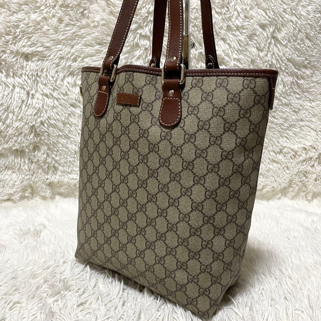【極美品】GUCCI グッチ　トートバッグ　GGスプリーム　PVC ブラウン