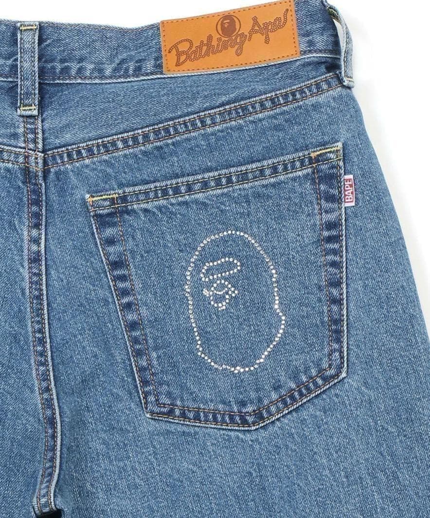 アベイシングエイプ クリスタルエイプヘッドフレアデニムパンツ サイズM 新品