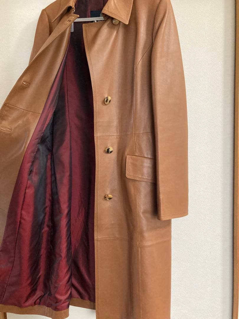 「再値下げ」アクアスキュータム羊革コートブラウン