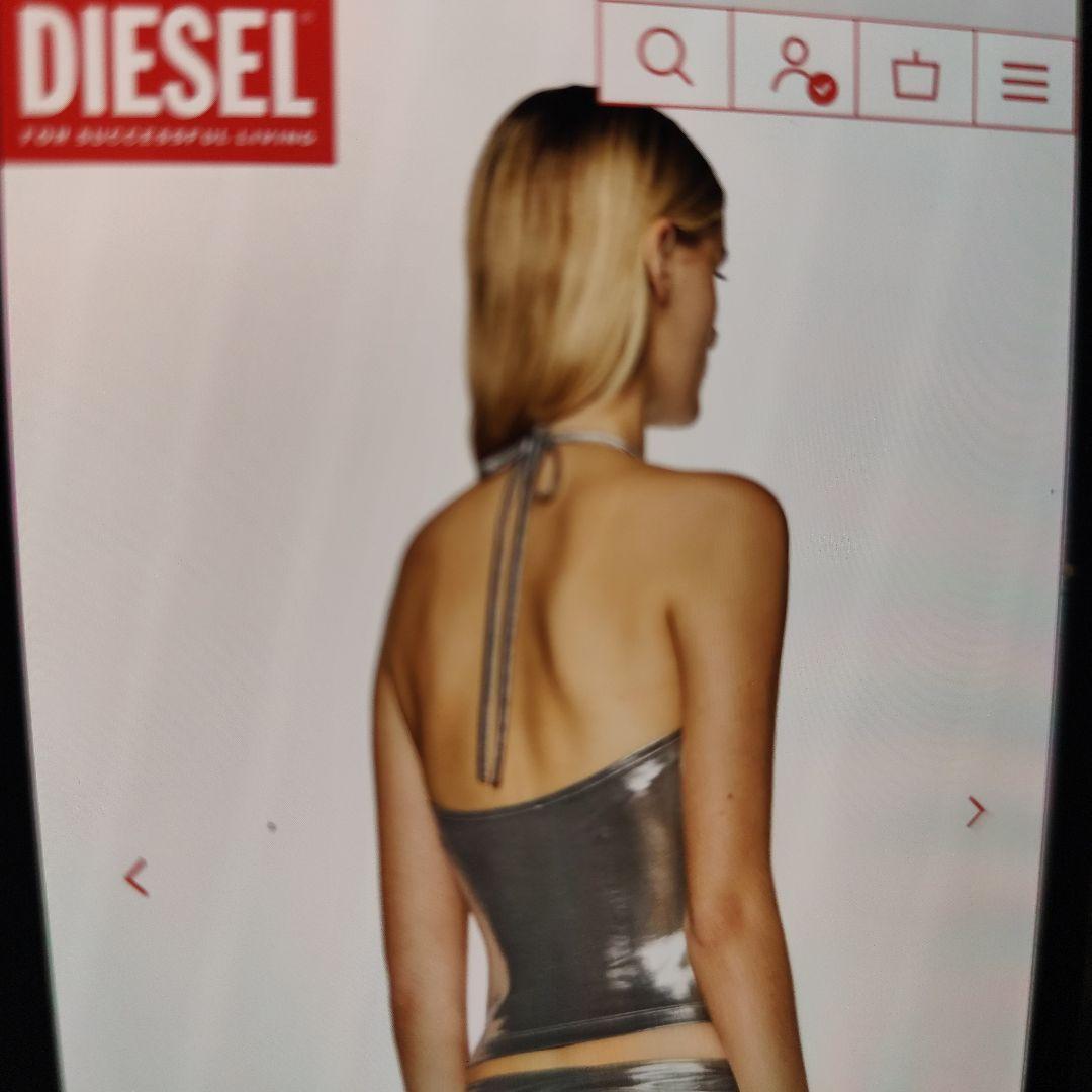 DIESEL シルバー ホルターネック タンクトップ