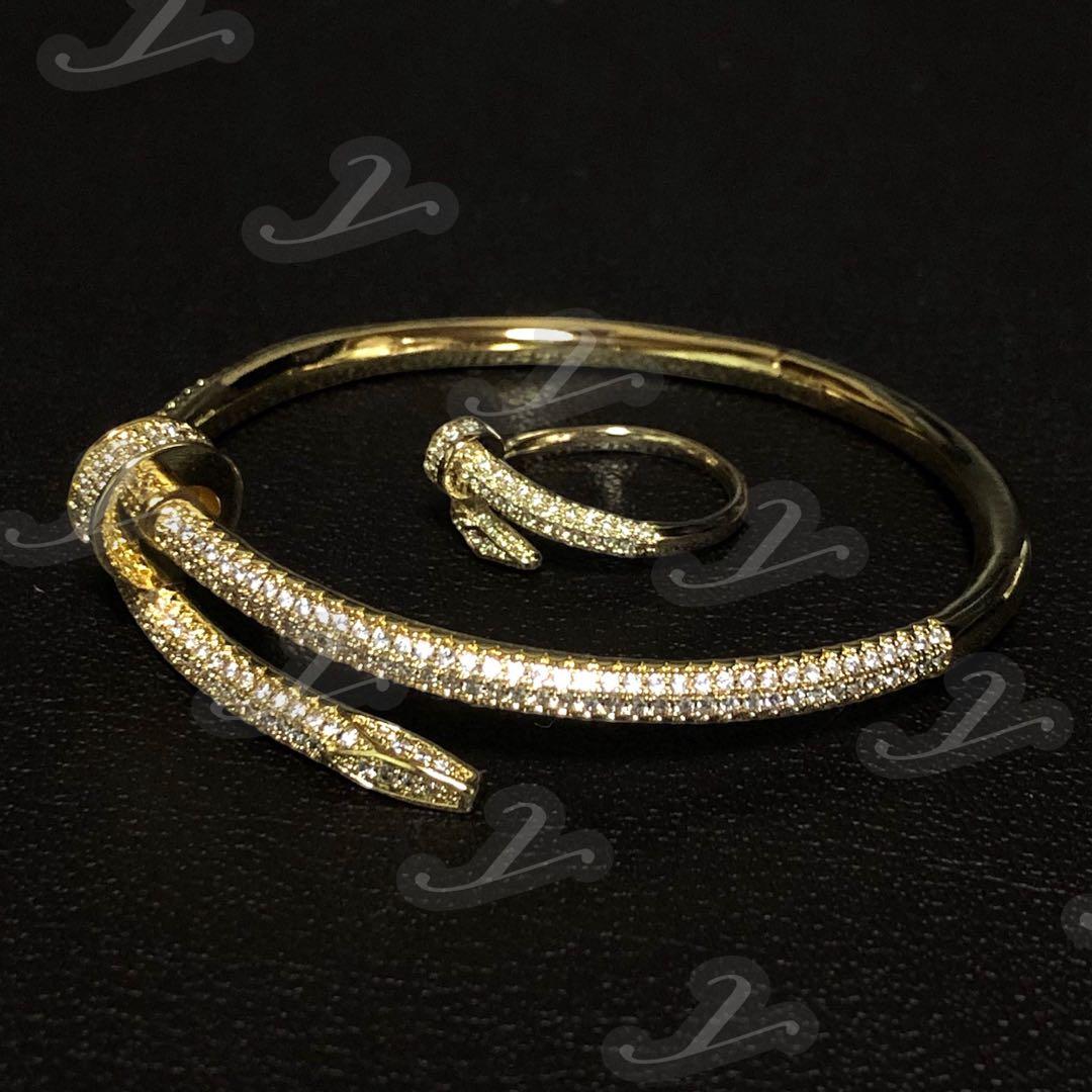 釘 ブレスレット 18K ゴールド ジルコニア リング付き nail