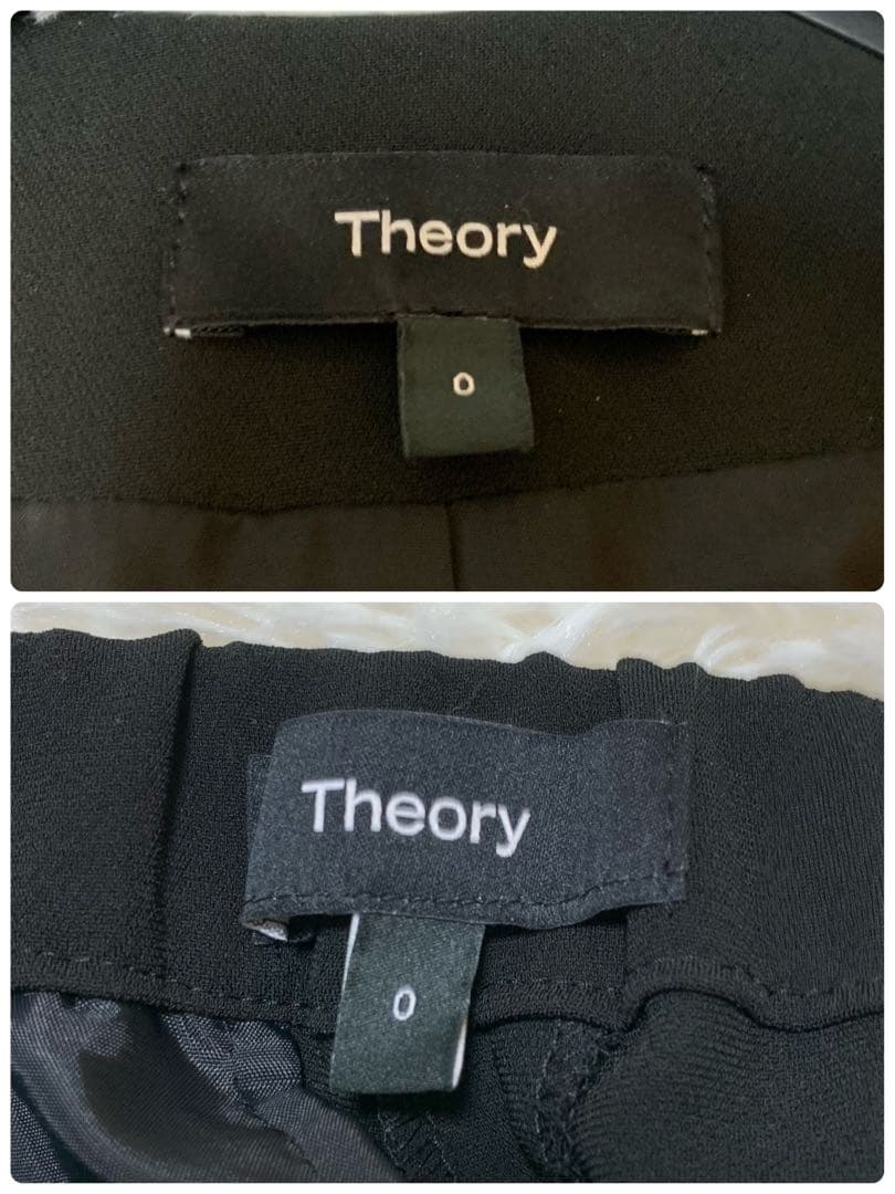 【大人気】セオリー　現行　パンツスーツ　ブラック　0 ノーカラー　セットアップ