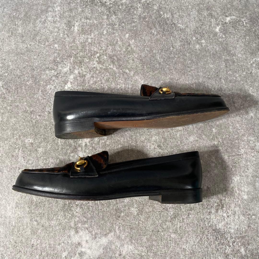 希少 グッチ GUCCI ホースビット ハラコ ローファー パンプス ブラウン