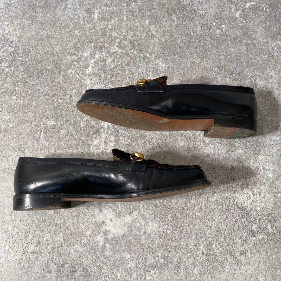 希少 グッチ GUCCI ホースビット ハラコ ローファー パンプス ブラウン