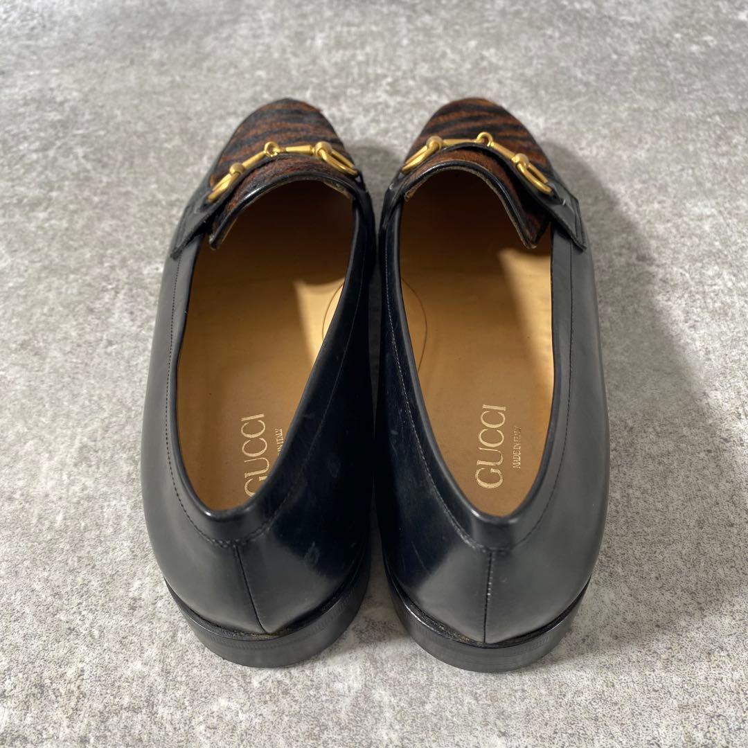 希少 グッチ GUCCI ホースビット ハラコ ローファー パンプス ブラウン