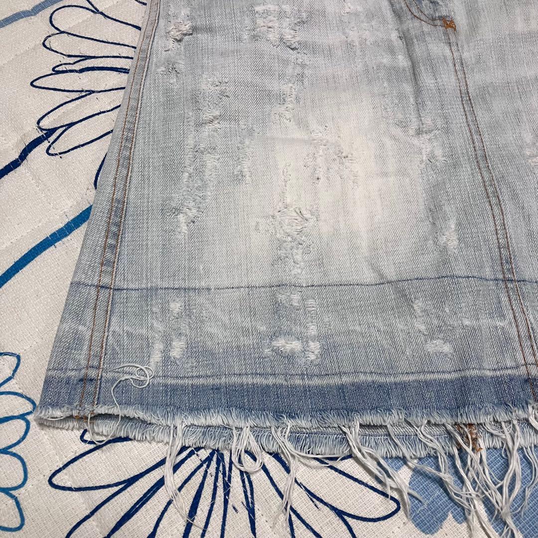 【希少】D&G ドルガバ　メタルロゴ　ダメージ ウォッシュ加工　デニムスカート