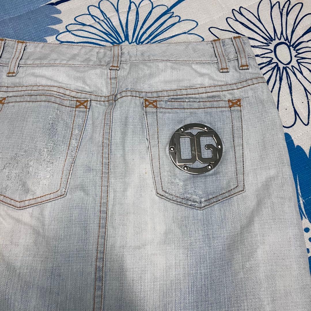 【希少】D&G ドルガバ　メタルロゴ　ダメージ ウォッシュ加工　デニムスカート