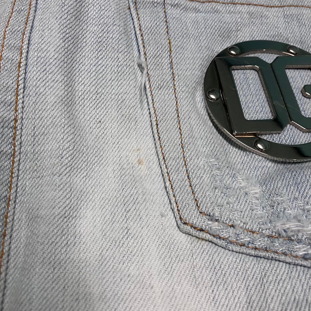 【希少】D&G ドルガバ　メタルロゴ　ダメージ ウォッシュ加工　デニムスカート