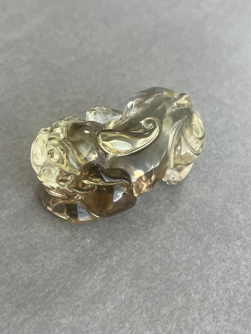 【高品質】スモーキーシトリン　貔貅ペア　置物