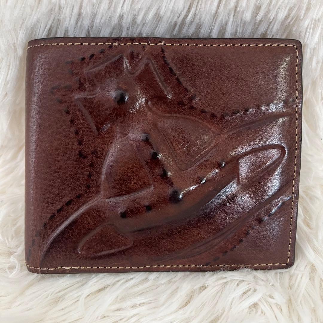 Vivienne Westwood 3Dオーブ 牛革 二つ折り財布 小銭入れ付き