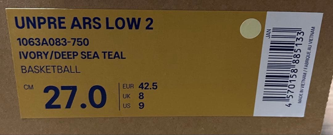 【一度使用】ASICS UNPRE ARS LOW 2 27cm