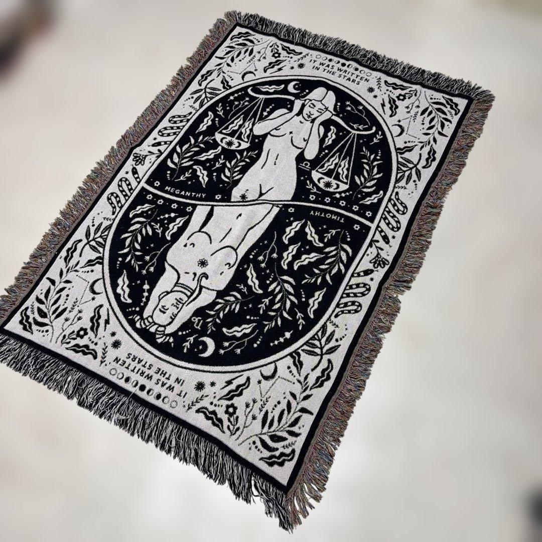 ゾディアック柄　マルチカバー　ソファカバー　ヴィンテージラグ　135x95