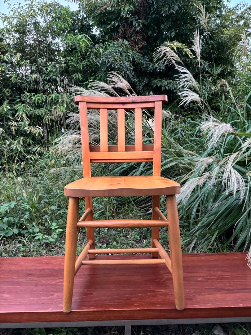 カントリー家具　②チャーチチェア　教会椅子　ダイニングチェア　パイン材