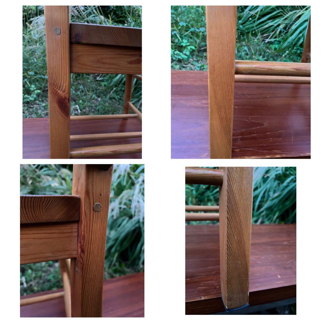 カントリー家具　②チャーチチェア　教会椅子　ダイニングチェア　パイン材