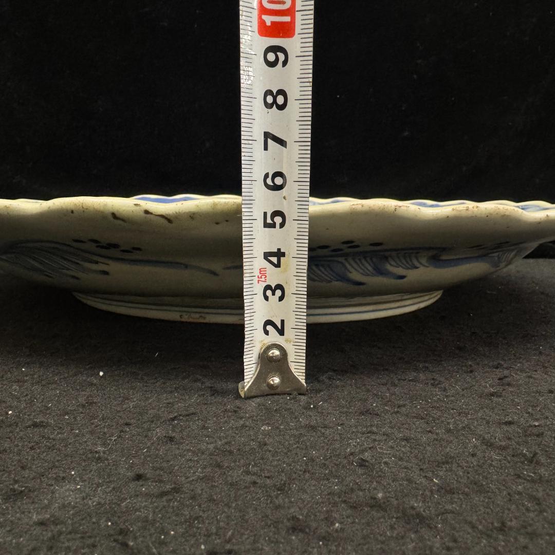 旧家蔵出古美術 中国古玩 道光時代　瓢箪文盤 染付 40cm