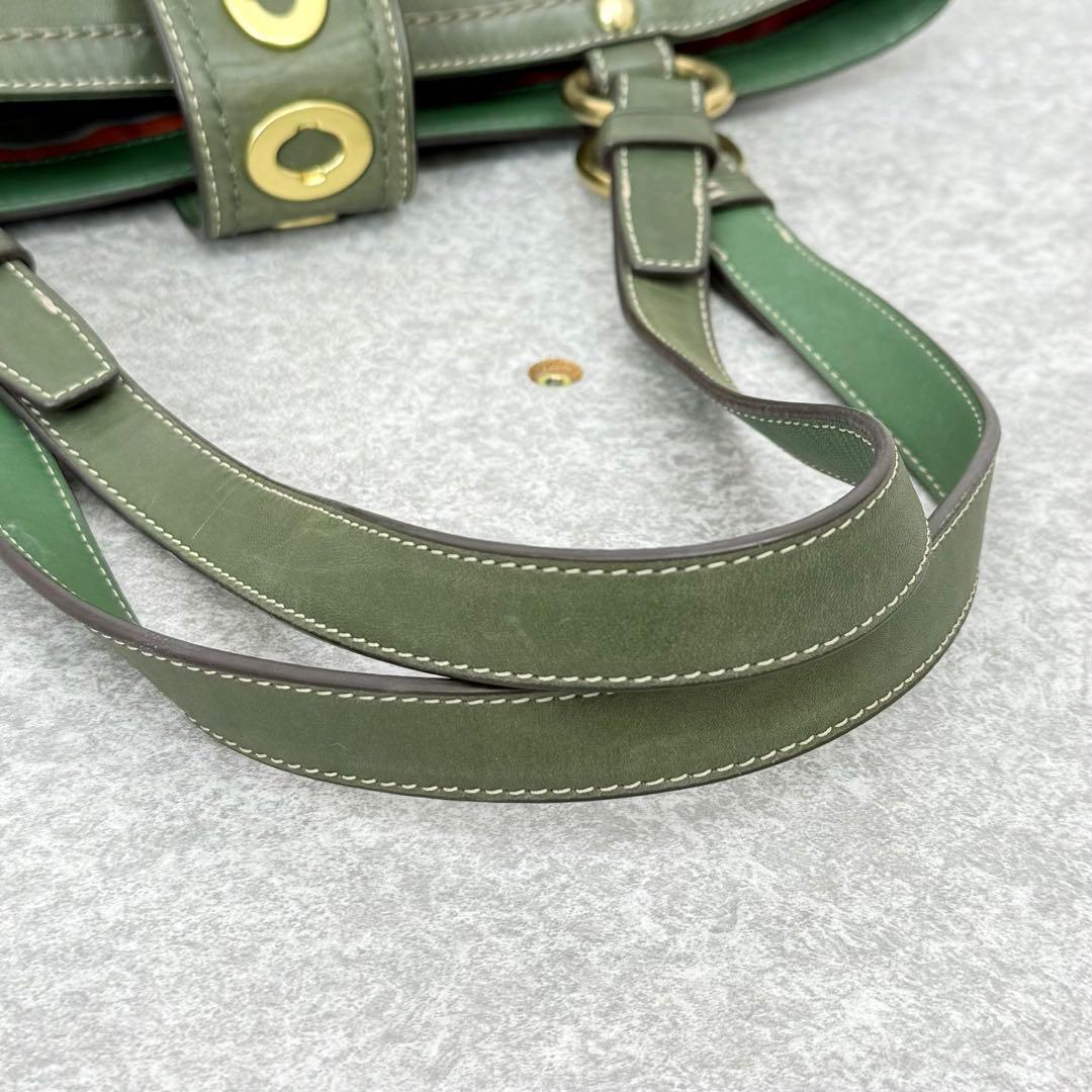 バッグ Coach Lily Legacy Turnrock Green Leather