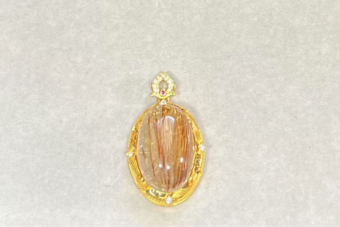 A770 ゴールドルチルクォーツ ペンダントトップ（S925）