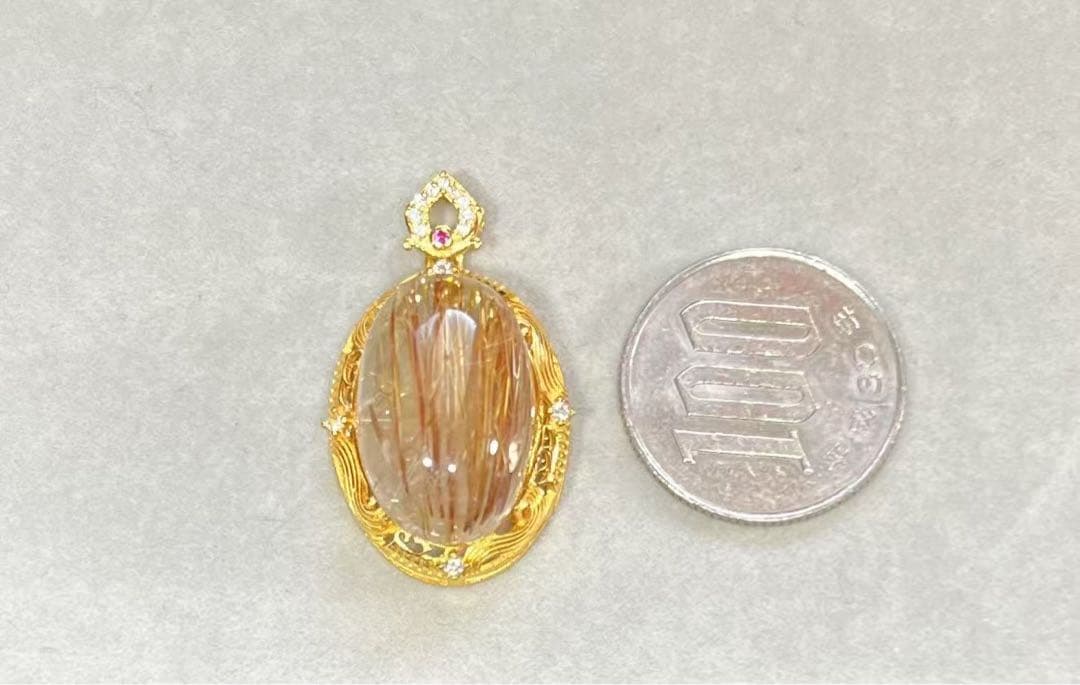 A770 ゴールドルチルクォーツ ペンダントトップ（S925）