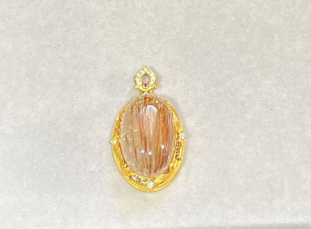 A770 ゴールドルチルクォーツ ペンダントトップ（S925）