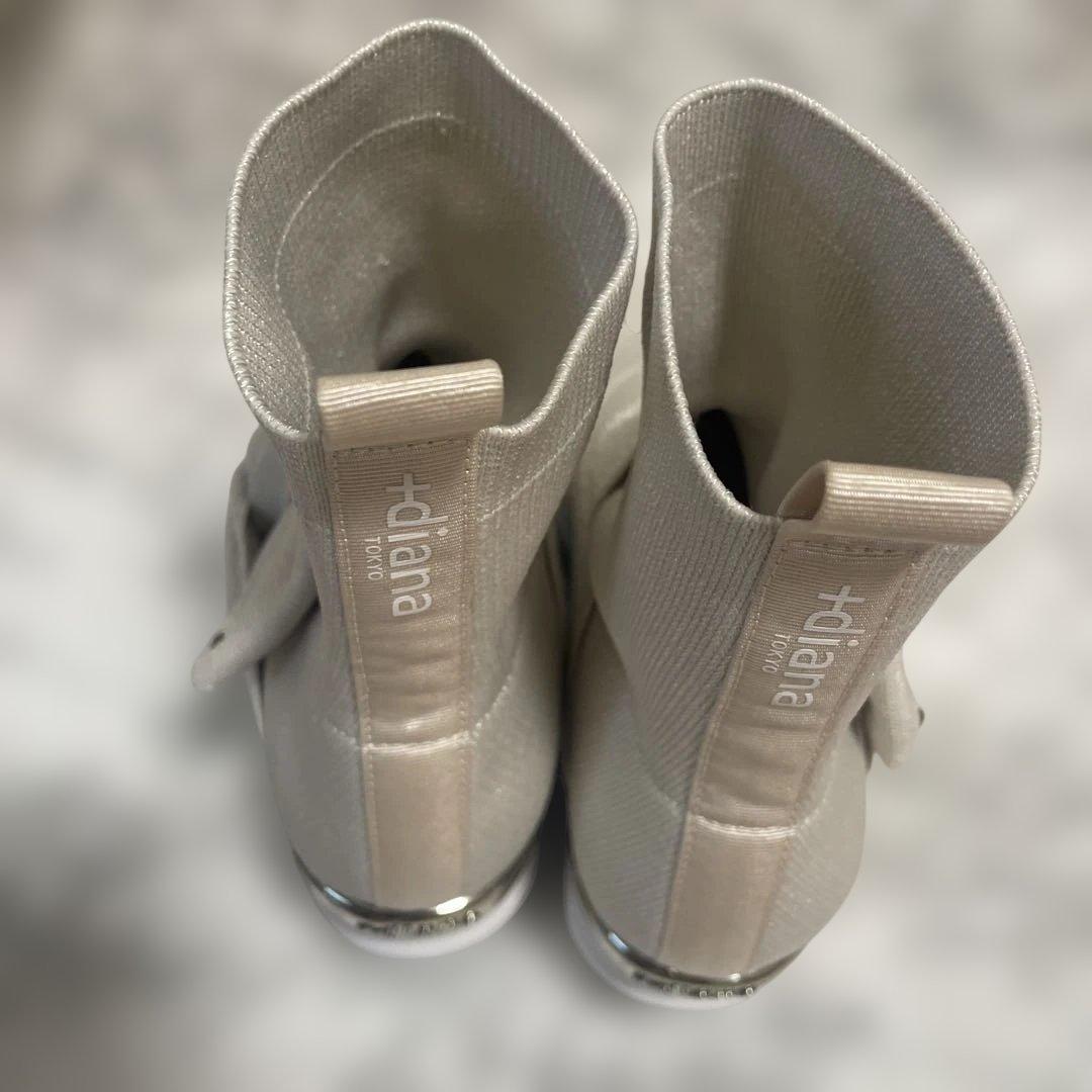 +diana プラスダイアナ　ニットショートブーツ 撥水　スニーカーブーツ