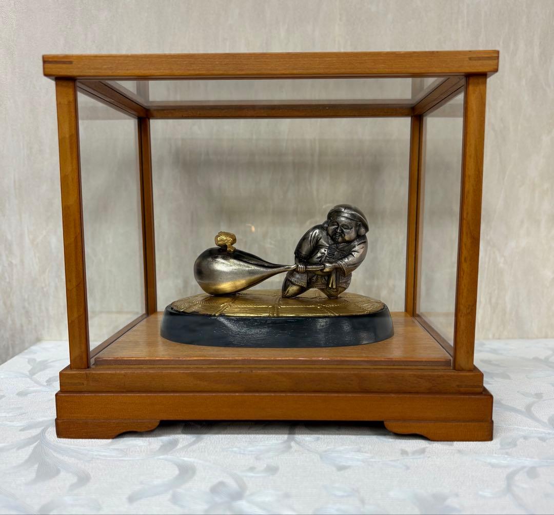 更にさらに値下げしました‼︎ 銀製品の大黒様　オブジェ　ガラスケース付き