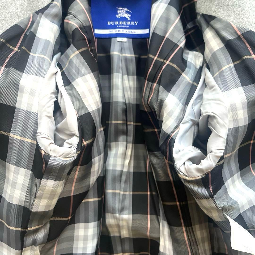 極美品 バーバリーブルーレーベル ロングコー トアンゴラ混 ノバチェック 38