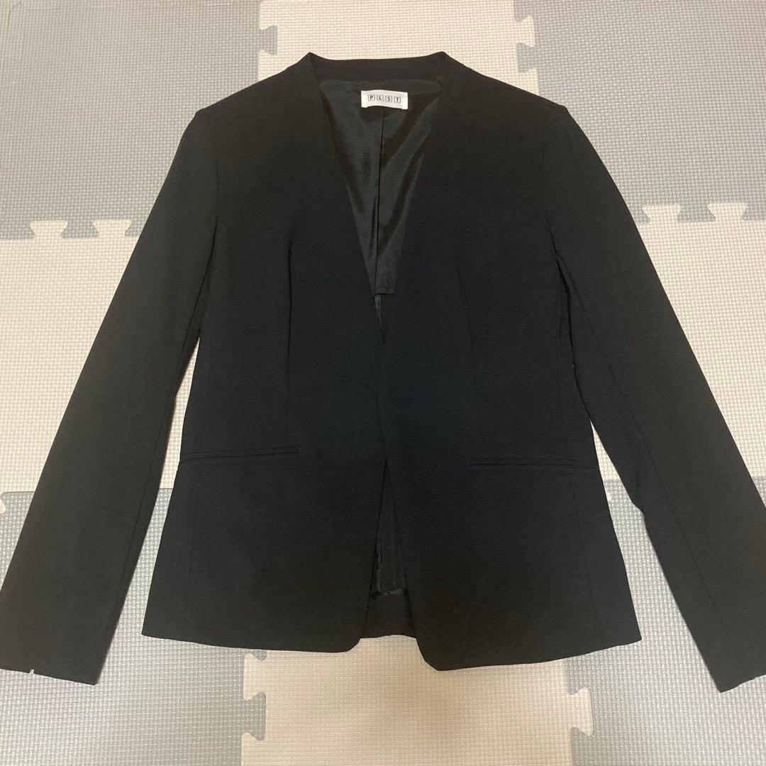美品✨PLST プラステ パンツスーツ セットアップ ノーカラー ブラック S