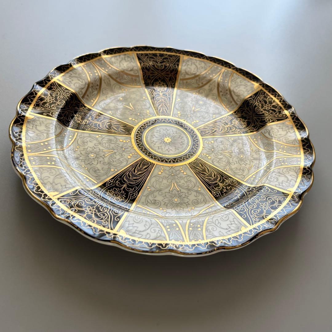 19世紀ヴィクトリア時代、サミュエル・アルコックの金彩プレート【稀少品・美術品】