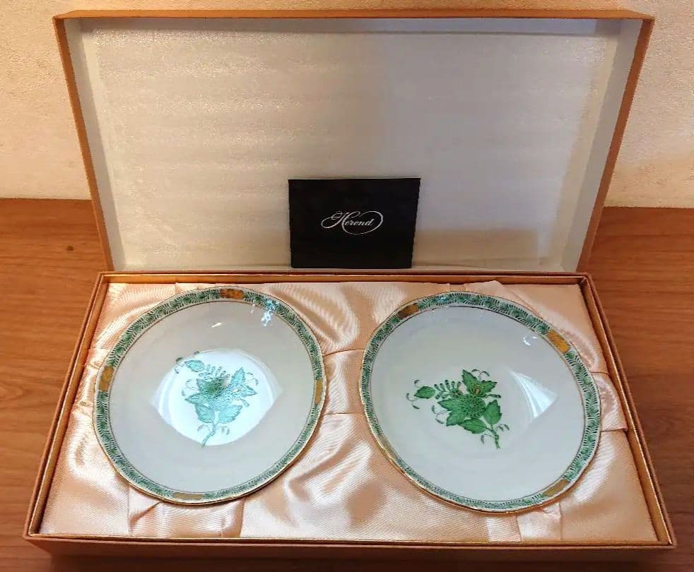 【新品・未使用】Herend(ヘレンド) アポニーグリーン フルーツボール 2枚
