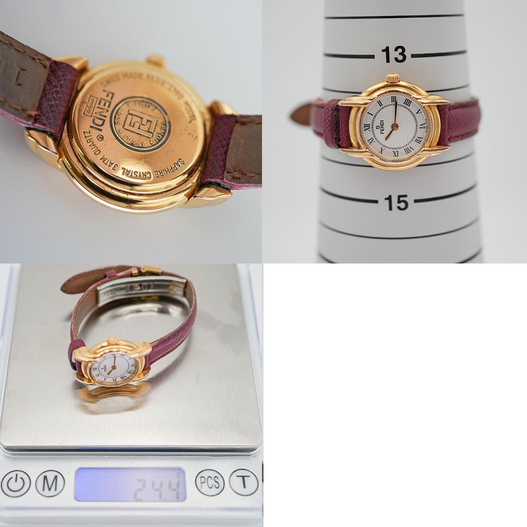 【稼働】FENDI 350L ゴールド レディース 腕時計 純正尾錠 ローマン