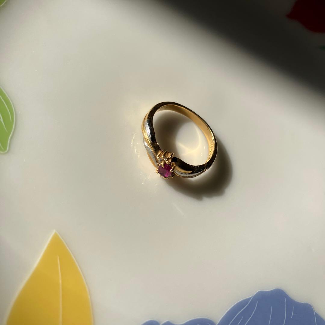 し*か様 ゴールドリング ルビー付き