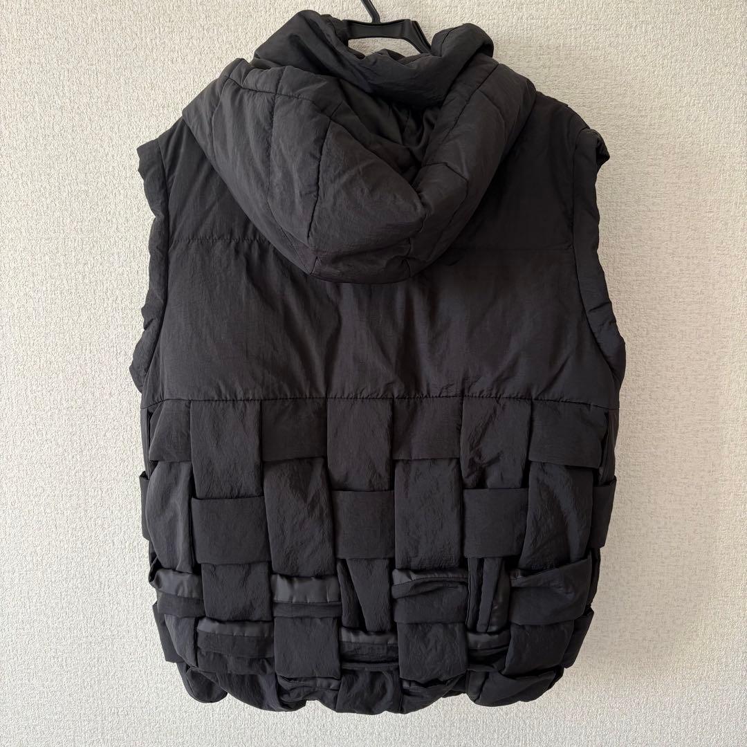 アンティカ　ブロック編みダウンベスト ブラック antiqua