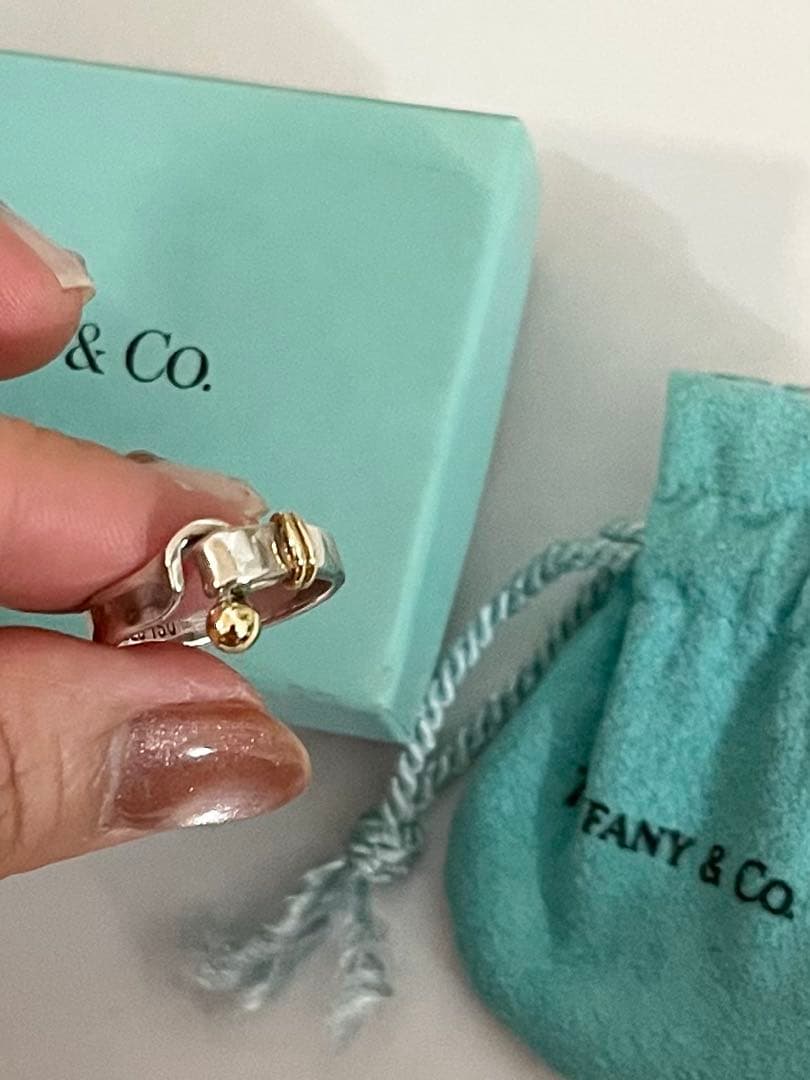 Tiffany&Coティファニー美品フックアンドアイリングk18sv92512号