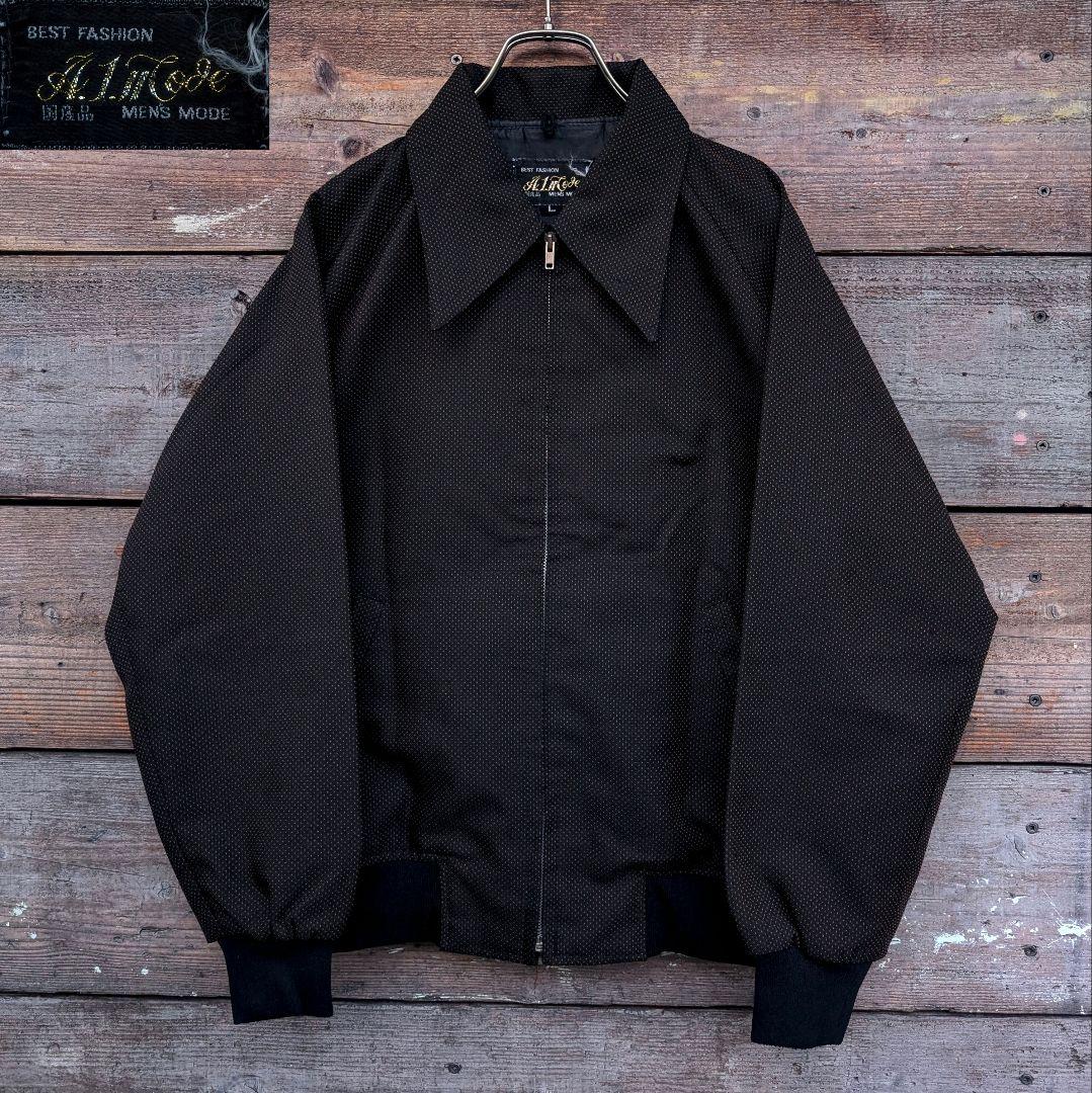 70s　ヴィンテージ　スポーツジャケット　水玉　ギャバ　レーヨン　総柄　レトロ